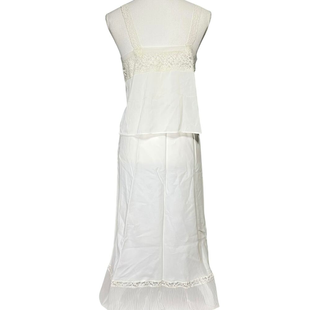 Vintage Lingerie Skirt Set Size Small White Half Slip Camisole Lace Accent Hem - Picture 2 of 10